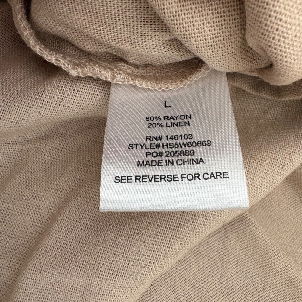 Hippie Rose Womens Tan Wide Leg Linen Blend Drawstring Pants Office  Size L Boho - Picture 4 of 11